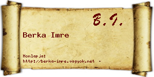 Berka Imre névjegykártya